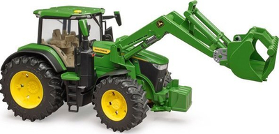 Lodër traktor Bruder John Deere 7R 350, me karikues frontal, jeshile