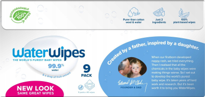 Lecka të lagura WaterWipes Baby, 9 pako x 60 copa, pa aromë