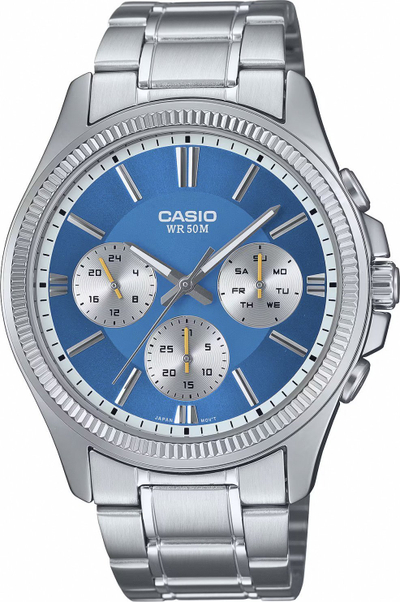 Рачен часовник Casio MTP-1375PD-2A2VEF, за мажи, не’рѓосувачки челик, сребрена боја