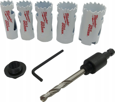 Set shpuesesh rrethore Milwaukee Hole Dozer, 7 copë, për metal dhe plastikë, në kuti të kuqe