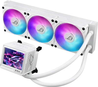 Ftohës uji për proçesor ASUS ROG Ryujin III 360 ARGB Extreme, radiator 360 mm, ekran LCD 3.5\", i bardhë