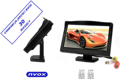 Monitor për makinë NVOX HM5002HD, 5\", TFT, 2 hyrje video, i zi