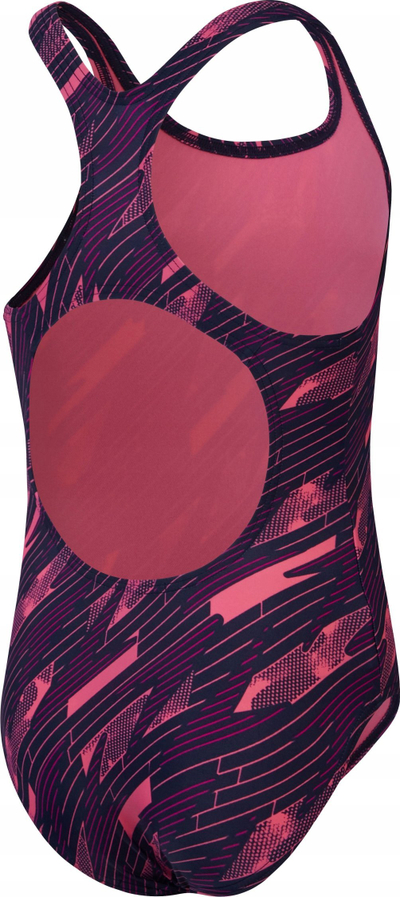 Kostum banje njëpjesësh Speedo Hyperboom Allover Medalist Junior, për goca, EnduraFlex, blu navy rozë