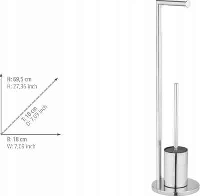 Set tualeti WENKO Ferla, mbajtëse letre dhe furçë WC, çelik inox me shkëlqim