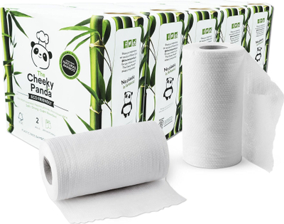 Letra kuzhine Cheeky Panda Bamboo Kitchen Rolls, 2-shtresore, pa plastikë, të bardha