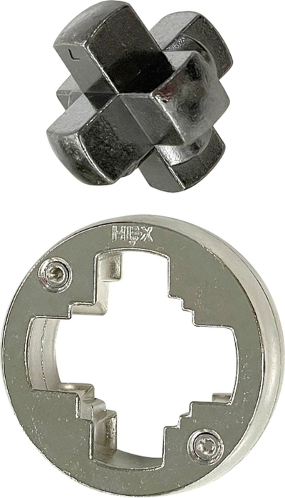 Puzzle metalik Hanayama Cast Hex, lojë mendore për të rritur, prej metali, argjend