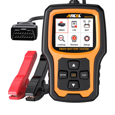 Skaner OBD2 dhe testues baterie Ancel AD410 Pro, ekran me ngjyra, 2 në 1, port OBD2, portokalli i zi