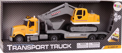Lodër kamion eskavator Lora Truck Crawler, me drita edhe tinguj, me telekomandë, e verdhë