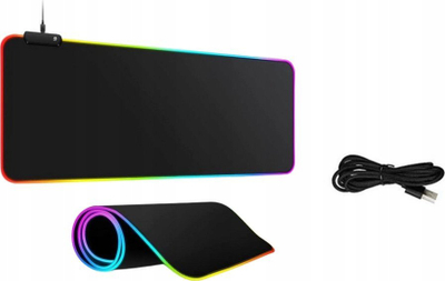 Tapet gaming për maus dhe tastierë RGB, 30x80cm, LED, i zi