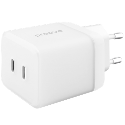 Karikues muri Proove Pure GaN Max, 67W, 2×Type-C, e bardhë