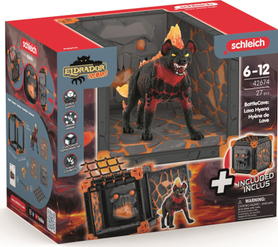 Set lojërash Schleich ELDRADOR CREATURES BattleCave Lava Hyena 42674, 27 pjesë, nga 7 vjeç