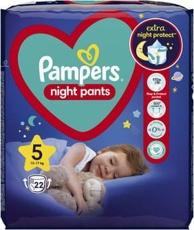 Pelenë natën Pampers Night Pants, madhësia 5, 12 17 kg, 22 copë