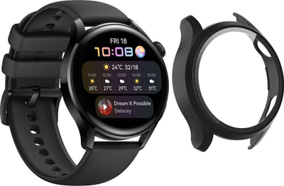 Заштитна маска Strado 2 во 1 за Huawei Watch GT 2 Pro, со заштитно стакло, црна