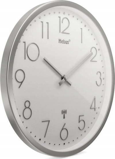 Orë muri Mebus 19776, radio DCF, 25 cm, argjend