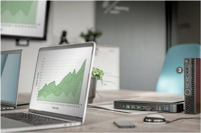 Switch KVM Digitus 4x1, DP dhe HDMI Out, USB 3.0, 4K 60Hz, i zi