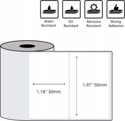 Rrotullë etiketa ngjitëse Phomemo XP5030-230, 230 etiketa, 50x30mm, e bardhë