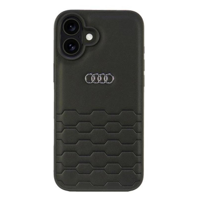 Kapak telefoni Audi Synthetic Leather për iPhone 16 Plus 6.7", hardcase, i zi