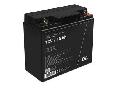 Bateri AGM Green Cell 12V 18Ah, për UPS dhe sisteme sigurie, e zezë