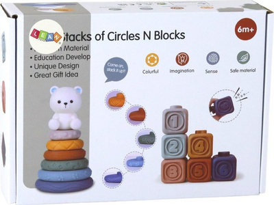 Set lodrash edukative Pyramid Bear Soft Blocks, blloqe të buta, shumëngjyrëshe