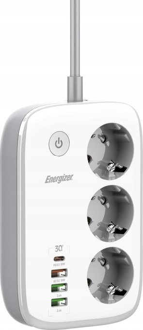 Shirit elektrik i zgjuar Energizer EPB2500W02EU, 3 priza, WiFi, 2m, i bardhë