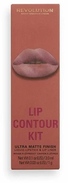 Set konturimi për buzë Makeup Revolution Lip Contour Kit Brunch, mat, nude taupe