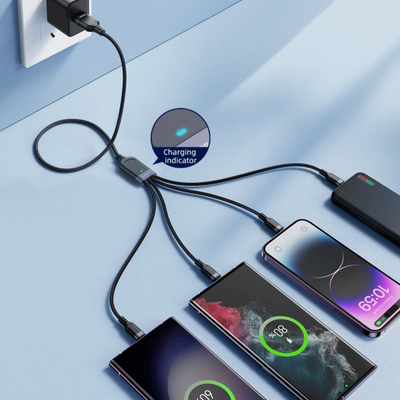 USB кабел Џојрум 4 во 1 JR FC1A1, 1.2m, USB A во Лајтнинг 2x USB C Микро USB, сива