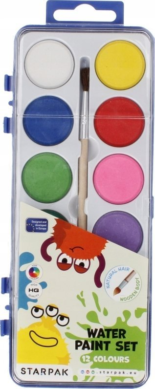 Ngjyra uji Starpak Monsters, 12 ngjyra, me penel druri, shumëngjyrëshe