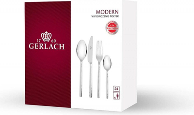 Set lugësh dhe pirunësh Gerlach Modern, 24 copë, çelik inoks, ngjyrë argjendi