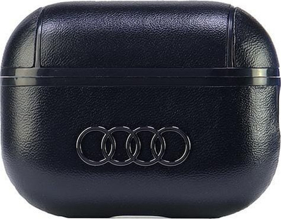 Kover mbrojtës Audi me lëkurë, logo e madhe, për AirPods Pro 2, lëkurë, i zi