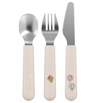 Set lugë pirun thikë për fëmijë Mepal Mio Sunshine &amp; Rainbow, çelik inox, 3 copë, shumëngjyrësh