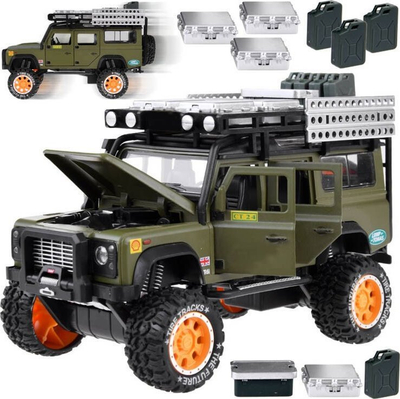 Makine lodër off-road ZA4795, metalike me mekanizem pull-back, drita LED dhe zhurma, shkalla 1:24, jeshile