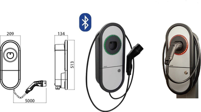 Stacion karikimi Ensto One Home, 16A 11kW 400V, Type 2, gri