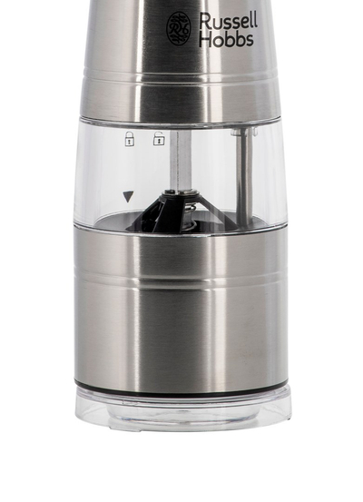 Set mulli elektrik për kripë dhe piper Russell Hobbs 23460-56, me bateri, çelik inox, argjendtë