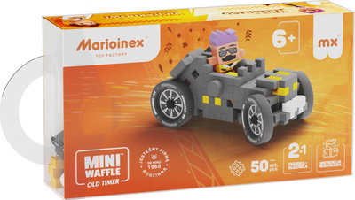 Set ndërtimi Marioinex Mini Waffle Cars, 50 copë, makinë kabriolet retro, gri