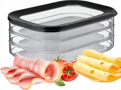 Enë për sallam Mepal, plastike, me kapak hermetik, transparente