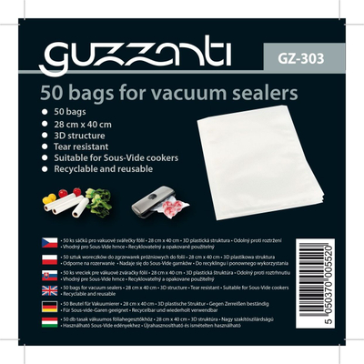 Qese vakumi Guzzanti GZ 303, set me 50 copë, 28 x 40 cm, transparente