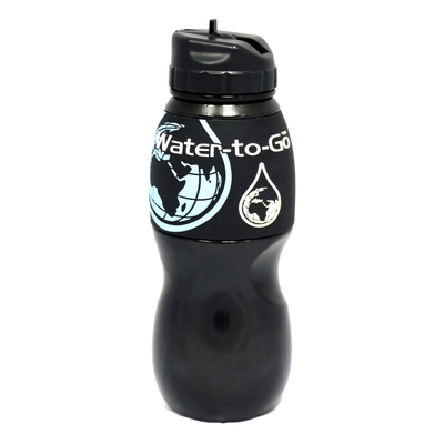 Shishe Water-to-GO 0.75 l, black with black trim