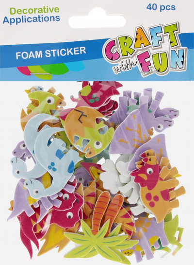Set dekorimi Craft with Fun Dino, 40 copë, shkumë EVA, shumëngjyrëshe