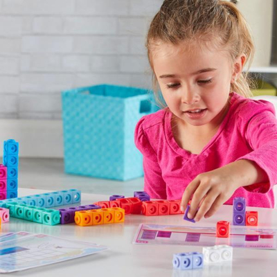 Set edukativ Learning Resources MathLink Cubes Fantasticals, 115 pjesë, aktivitete matematikore, shumëngjyrësh