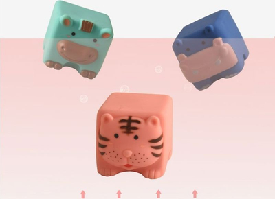Blloqe sensoriale Woopie Soft Sensory Blocks Animals, set me 12 copë, për foshnje 12+ mujsh, shumëngjyrëshe