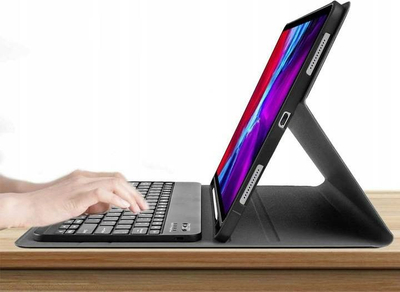 Këllëf me tastierë Bluetooth për iPad Air 4 10.9", me lëkurë eco, i zi
