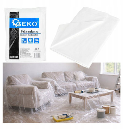 Foli mbrojtëse për bojë Geko, 4x5 m, najlon i trashë, transparent