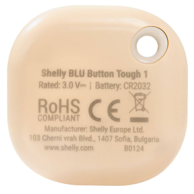 Buton inteligjent Shelly BLU Button Tough 1, Bluetooth, bateria CR2032, ngjyrë mocha