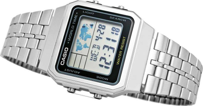 Orë dore Casio A500WA-1, quartz, digjitale, çelik inox argjendi