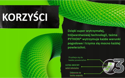 Shirit ngjitës Modecom Python, 48mm x 9m, i zi
