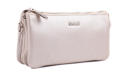 Çantë lëkure SEGALI Crossbody, e argjendtë