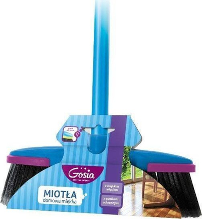 Фарма за под со мека четка Gosia Soft Household, со рачка, сина