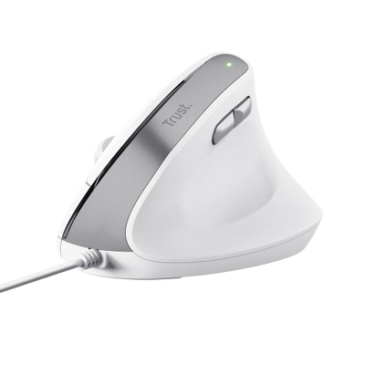 Maus ergonomik Trust Bayo II, me kabllo, 2400 DPI, i bardhë