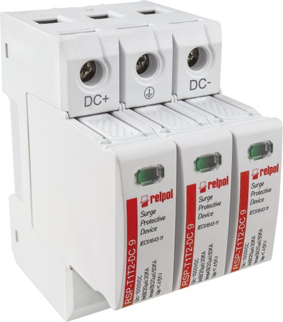 Mbrojtës rrufeje Relpol RSP-T1T2-DC, 1000V DC, 50kA, i bardhë