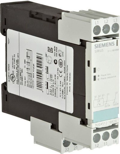 Relé fazore Siemens 3UG4512-1BR20, 3A, 160-690V AC, gri